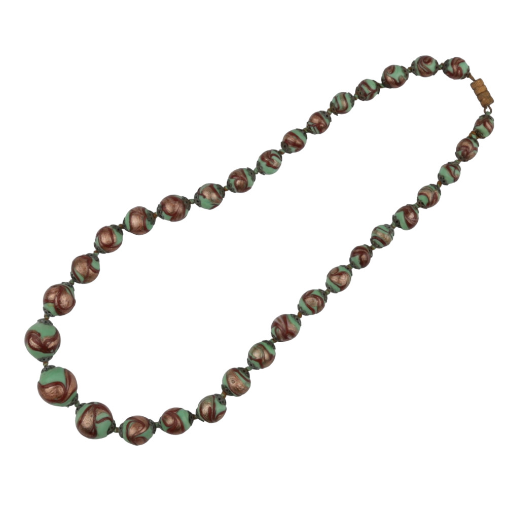Ercole-Moretti-Vintage-collection-collana-antica-in-perle-in-vetro-di-Murano-antique-pearl-glass-necklace-COLL_AVV_V_45_2.jpg Collana Vintage con perle decorate con avventurina 45 cm - immagine 2