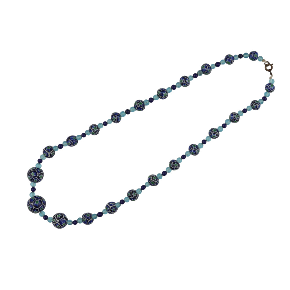 Ercole-Moretti-Vintage-collection-collana-antica-in-perle-in-vetro-di-Murano-antique-pearl-glass-necklace-COLL_MIL_BV_52_2.jpg Collana Vintage con perle Millefiori blu e verdi 52 cm - immagine 2