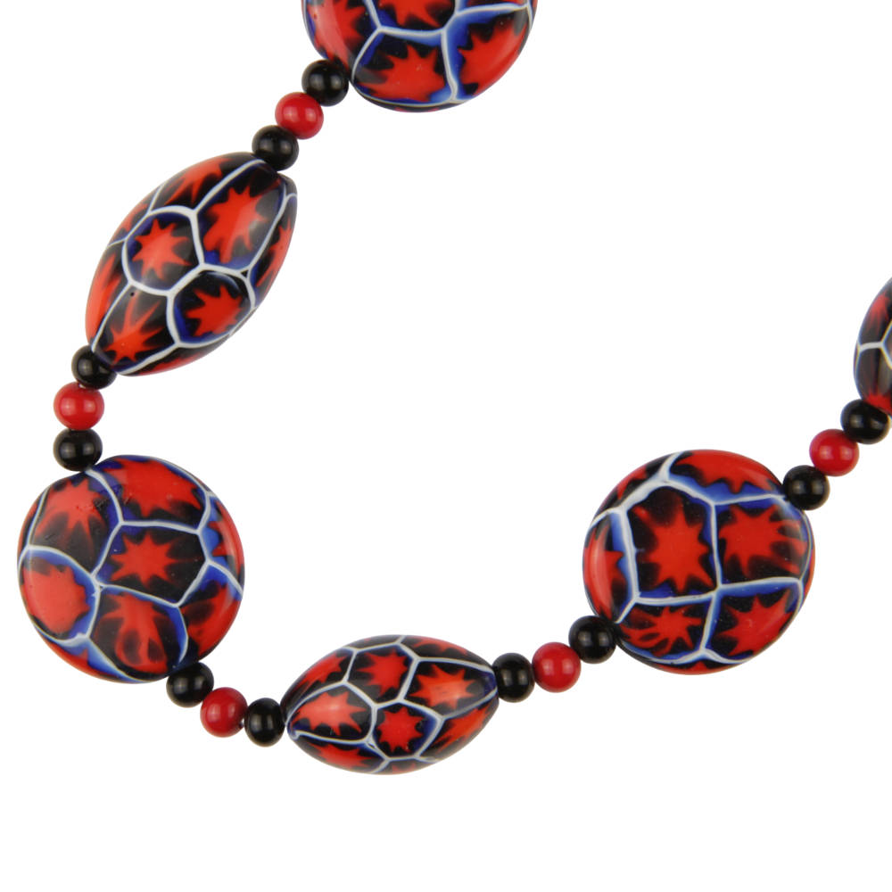 Ercole-Moretti-Vintage-collection-collana-antica-in-perle-in-vetro-di-Murano-antique-pearl-glass-necklace-COLL_MIL_R_46_1.jpg Vintage necklace with red Millefiori beads 46 cm - Image 1