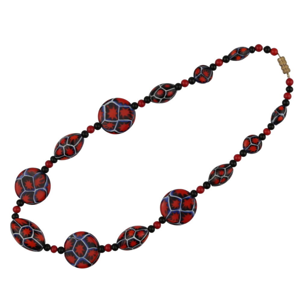 Ercole-Moretti-Vintage-collection-collana-antica-in-perle-in-vetro-di-Murano-antique-pearl-glass-necklace-COLL_MIL_R_46_2.jpg Vintage necklace with red Millefiori beads 46 cm - Image 2