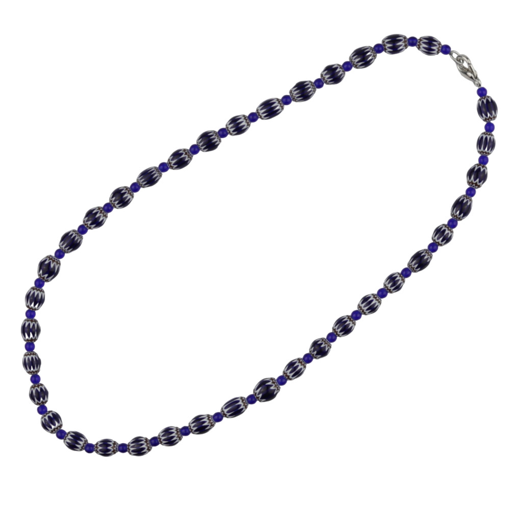 Ercole-Moretti-Vintage-collection-collana-antica-in-perle-in-vetro-di-Murano-antique-pearl-glass-necklace-COLL_ROS_B_50_2.jpg Vintage necklace with blue Rosetta beads 50 cm - Image 2